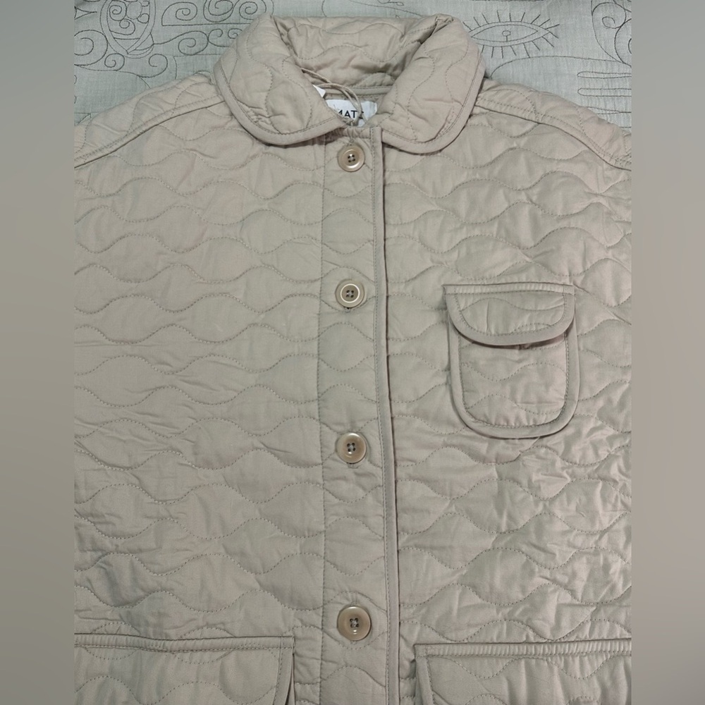 MATE the Label Organic Cotton Quilted Chore Jacket • XS • NWT • Natural - Picture 6 of 12